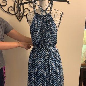 Calvin Klein Blue and White Halter Dress